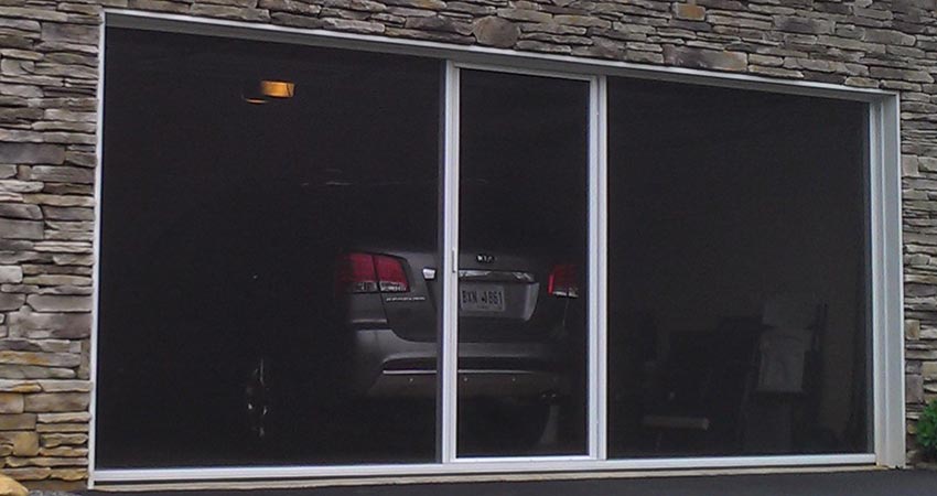 black garage door screen